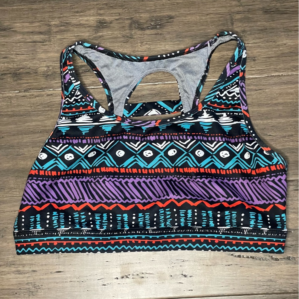 Born Primitive XL fits like M/L Sports Bra Multicolor Abstract